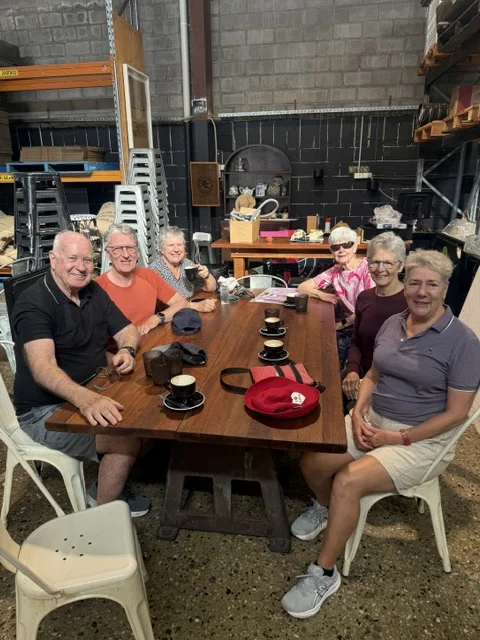 Walking group coffee stop