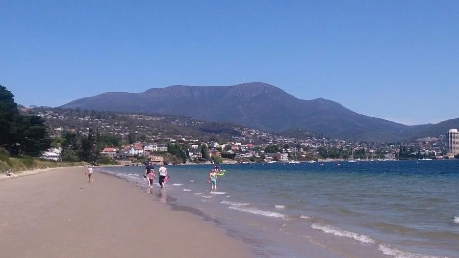 A view of Mt Wellington from Nutgrove Beach