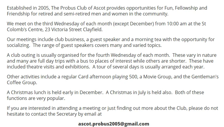 About Ascot Probus