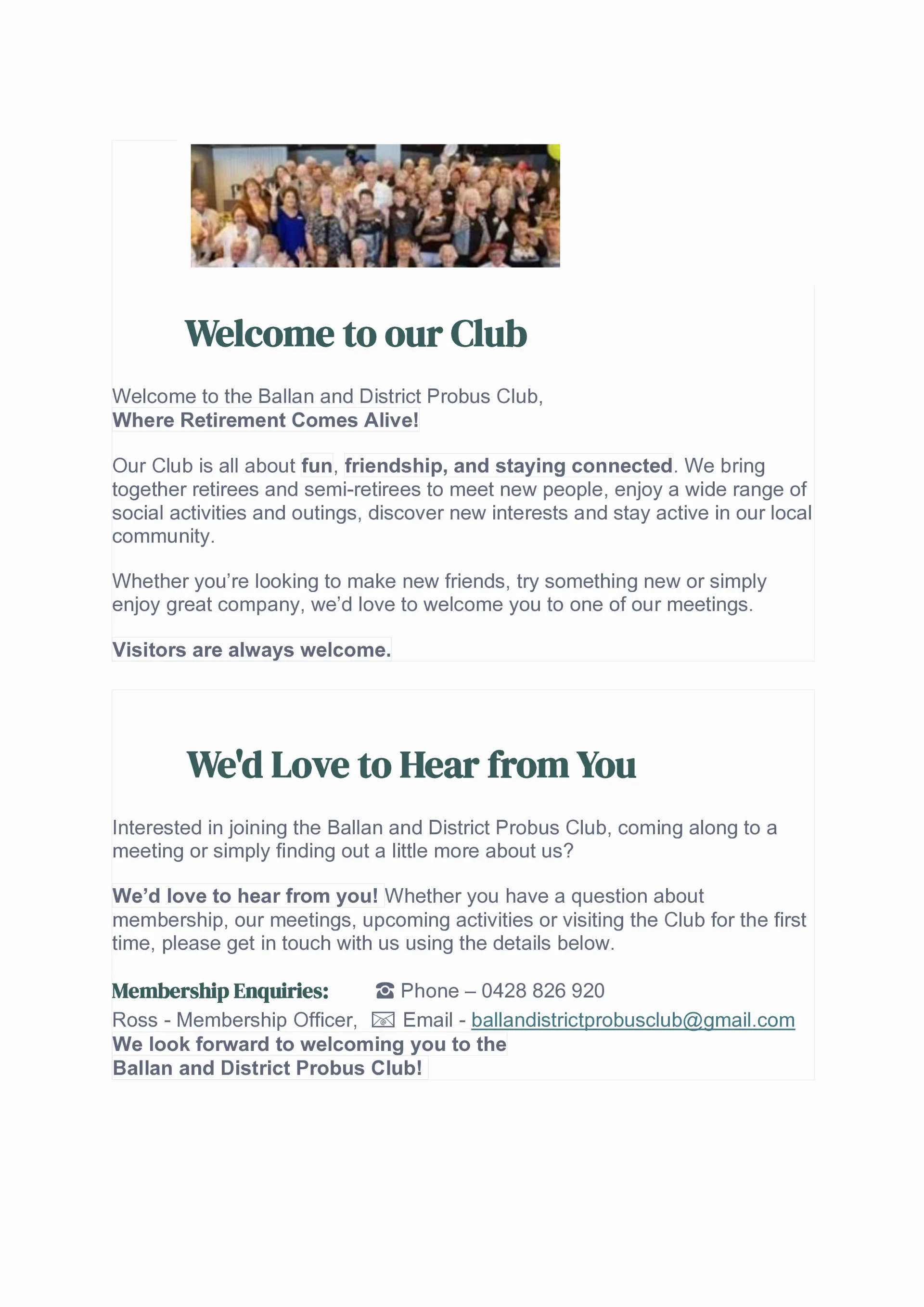 Welcome page